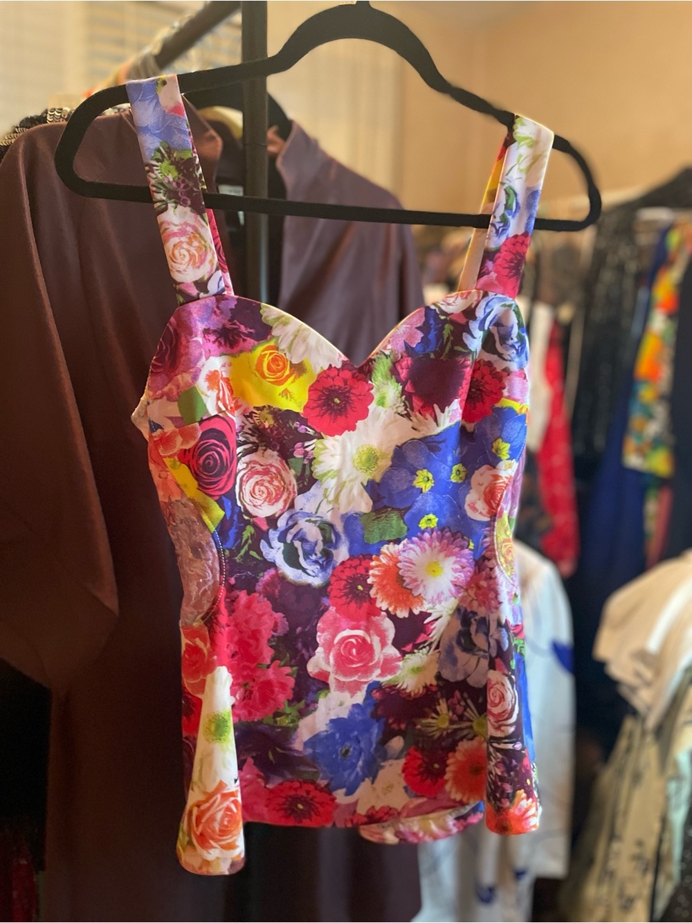 GUESS Floral Bustier Tank Top